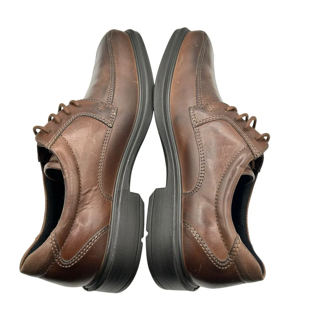 ECCO Men Brown Leather Derby Square Toe Lace Up Dress Shoes Comfort Size 40 US 6